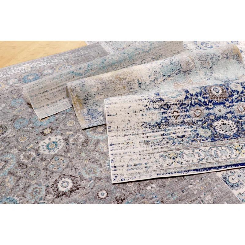Pasargad Chelsea Oriental Machine Made Power Loom Polypropylene Area Rug in Silver