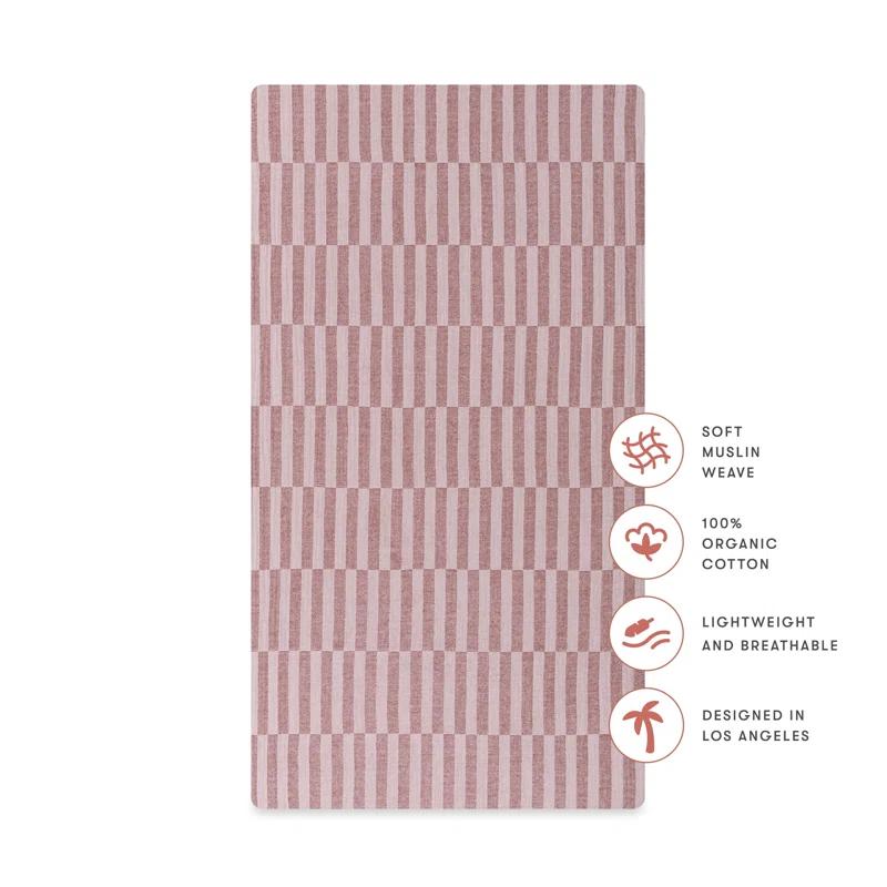 babyletto Maroon Stripe Muslin Crib Sheet