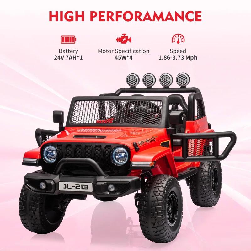 Hetoy 24V 7AH 2 Seater Kids Ride On Truck Car Electric Vehicles For Toddles 2WD/4WD Switchable Battery Powered Cars With Remote Control