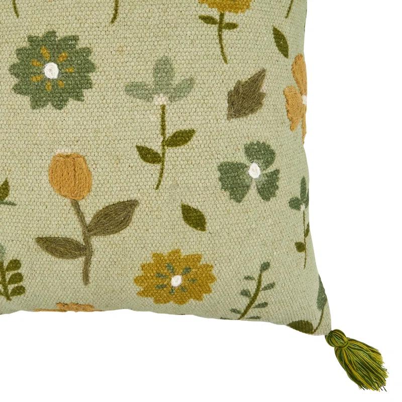Saro Blossom Collection Floral Cotton Throw Pillow
