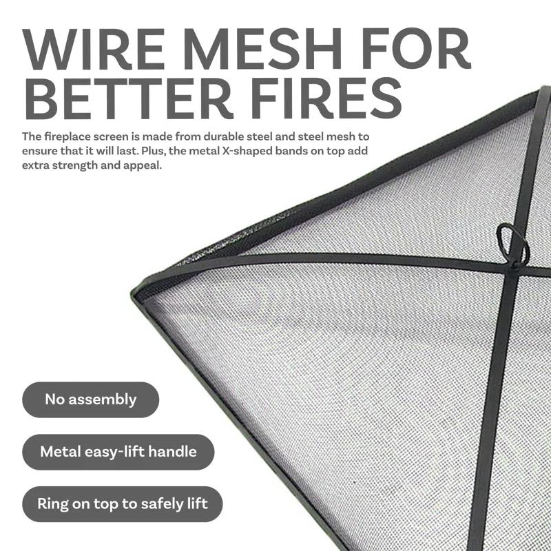 SunnyDaze Decor Square Steel Mesh Black Fire Pit Spark Screen Cover