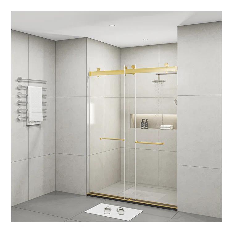 Dimorphos Frameless Sliding Glass Shower Doors with 3/8"(10mm) Clear Tempered Glass 11DD701957Q