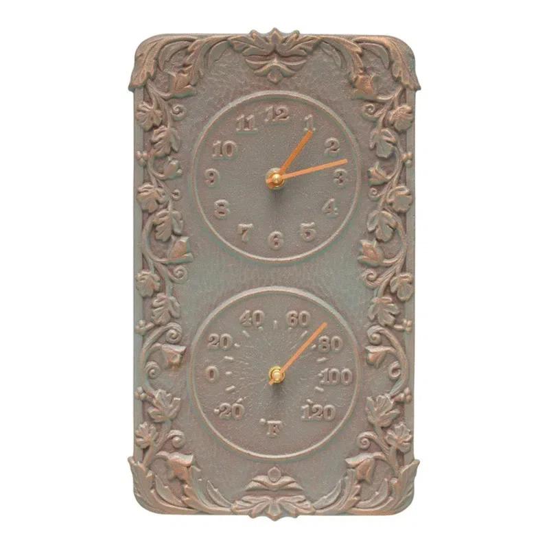 Whitehall Products Acanthus Indoor/Outdoor Wall Clock and Thermometer