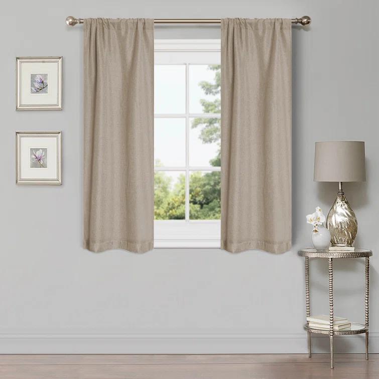 Gracie Oaks Evayah Modern Linen Inspired Classic Solid Room Darkening Curtain Panel (Set of 2)
