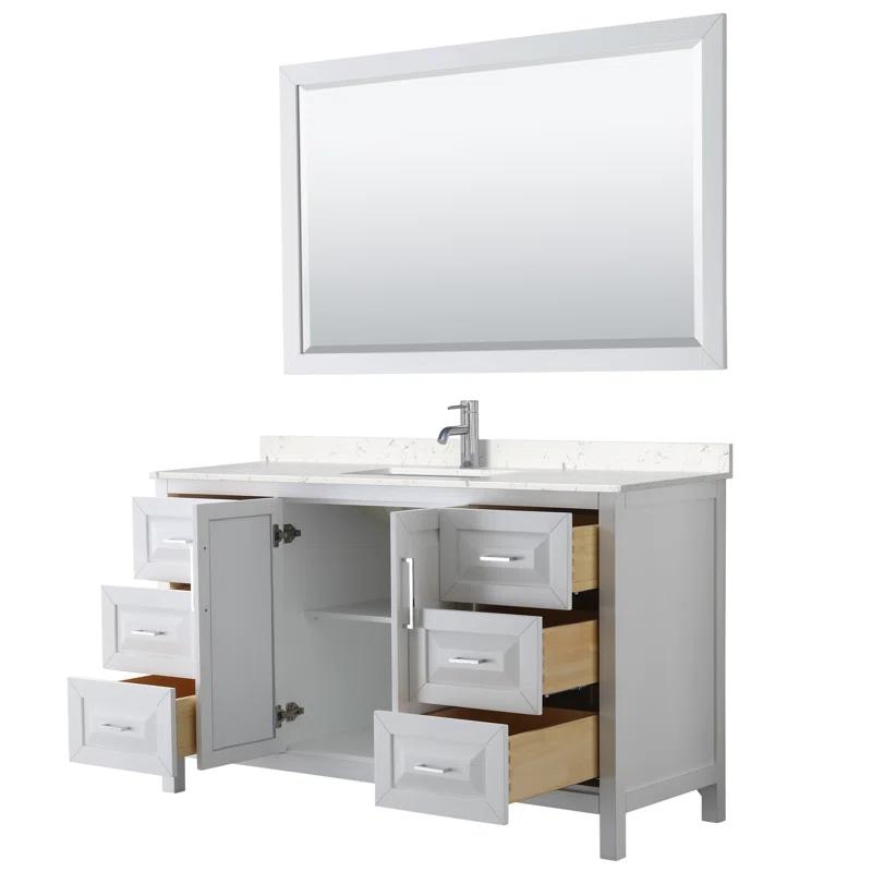 Wyndham Collection Daria 60'' Single Bathroom Vanity with Marble Top with Mirror