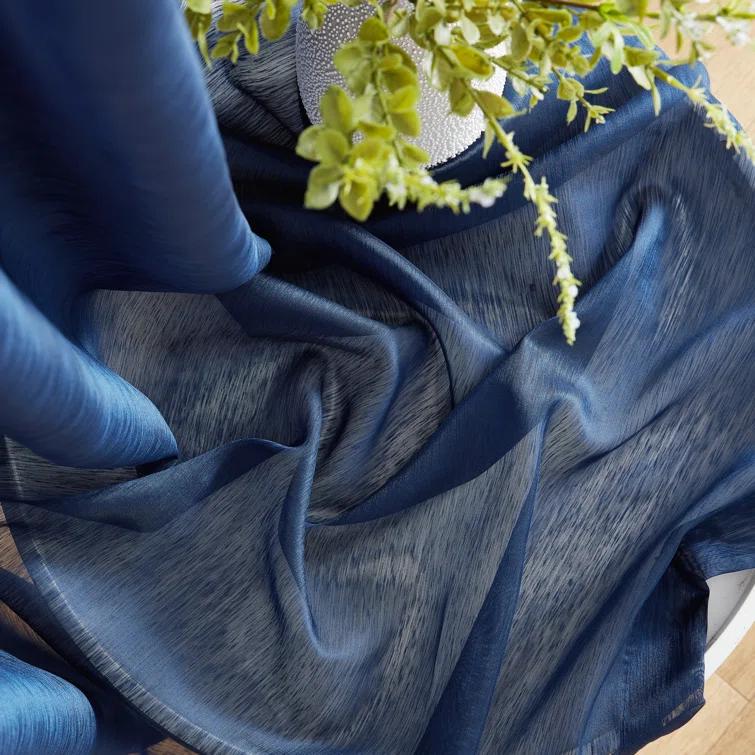 Ebern Designs Lauren Polyester Semi Sheer Curtain Pair (Set of 2)