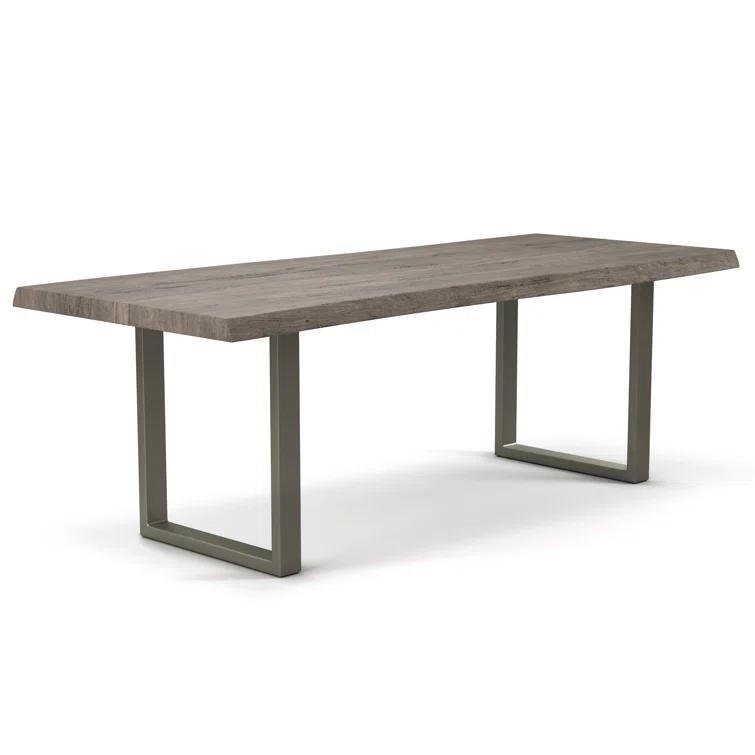 Sandblasted Grey Acacia Wood & Pewter Aluminum Rectangular Dining Table