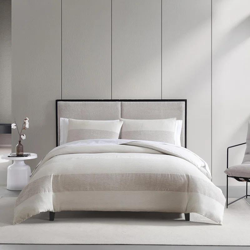 Vera Wang Vera Wang Chenille Waffle Stripe Beige Duvet Cover Set