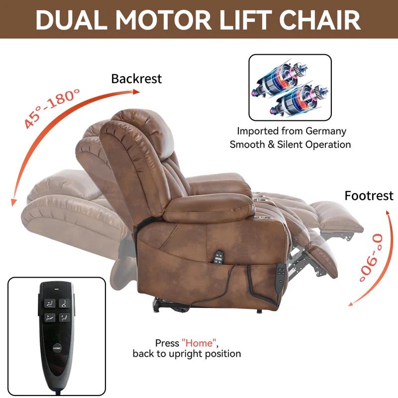 iYofe Dual Motor Lift Recliner Chair, Large Electric Chair Elderly, 8-Point Vibration Massage & Lumbar Heating, Up To 350 LBS, Cup Holders, Infinite Position