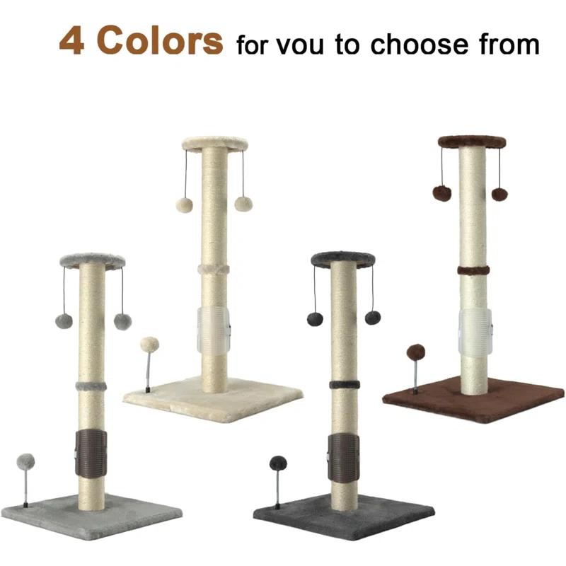 Tucker Murphy Pet™ 32" Tall Cat Scratching Post Sisal Rope Scratch Posts With Hanging Ball And Self-Massage Brush Vertical Scratcher For Indoor Cats And Kittens(Brown 32Inches)