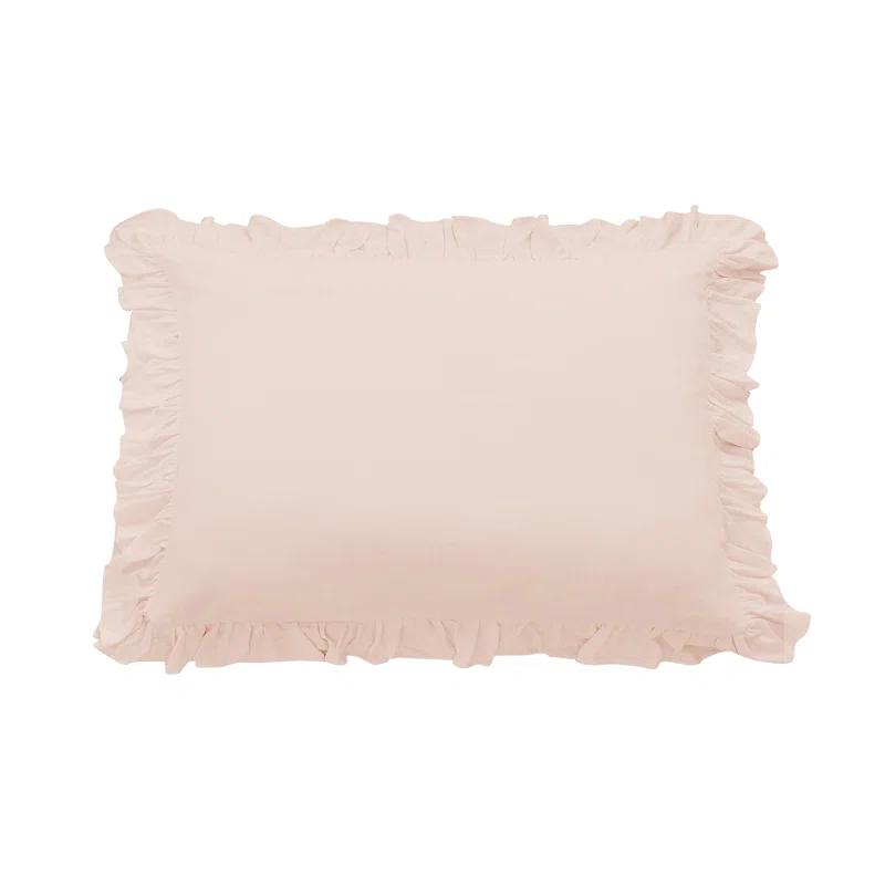 HiEnd Accents Lily Washed Linen Ruffled Classic Chic Romantic Farmhouse Pillow Sham