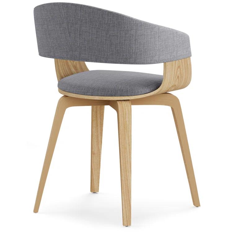 Lowell Bentwood Upholstered Dining Chair with Curved Backrest in Mid-Century Modern Style