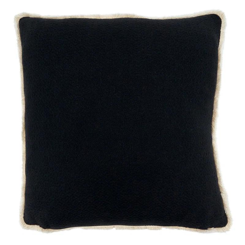 Saro Noir Et Blanc Collection Cotton Reversible Throw Pillow