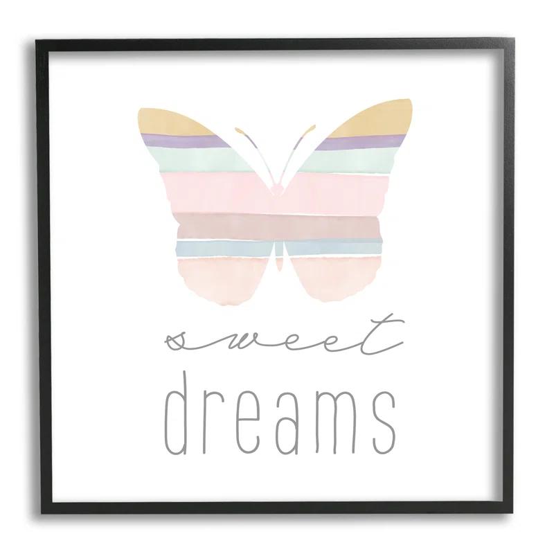 Stupell Industries Ba-865-Framed " Sweet Dreams Pastel Butterfly " by Katrina Craven