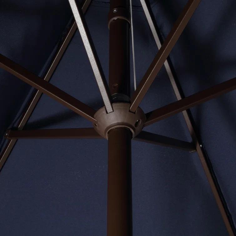 Arlmont & Co. Teretha 9 ft. Classic Cottage Tassel Market Patio Umbrella with Auto-Tilt, Crank, and UV Protection