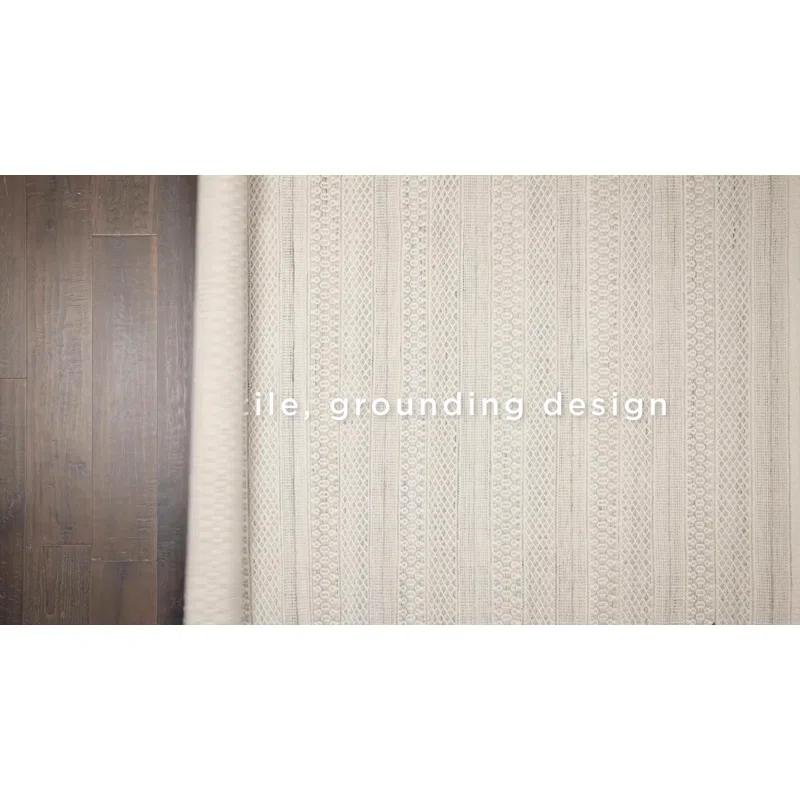 Gingham Geometric Handwoven Indoor/ Outdoor Area Rug in Cream