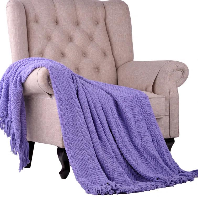 Home Soft Things Tweed Knitted Throw Blanket