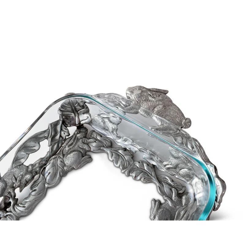 Silver Bunny Aluminum and Glass 3-Quart Casserole Dish