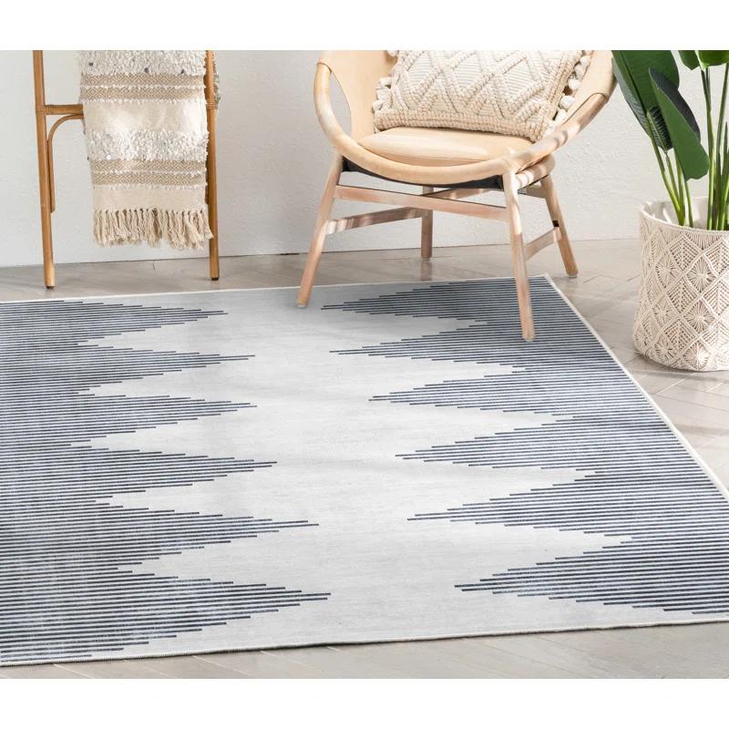 Trinx Kehr Bree Moroccan Diamond Stripes Ivory Grey Area Flat-Weave Rug