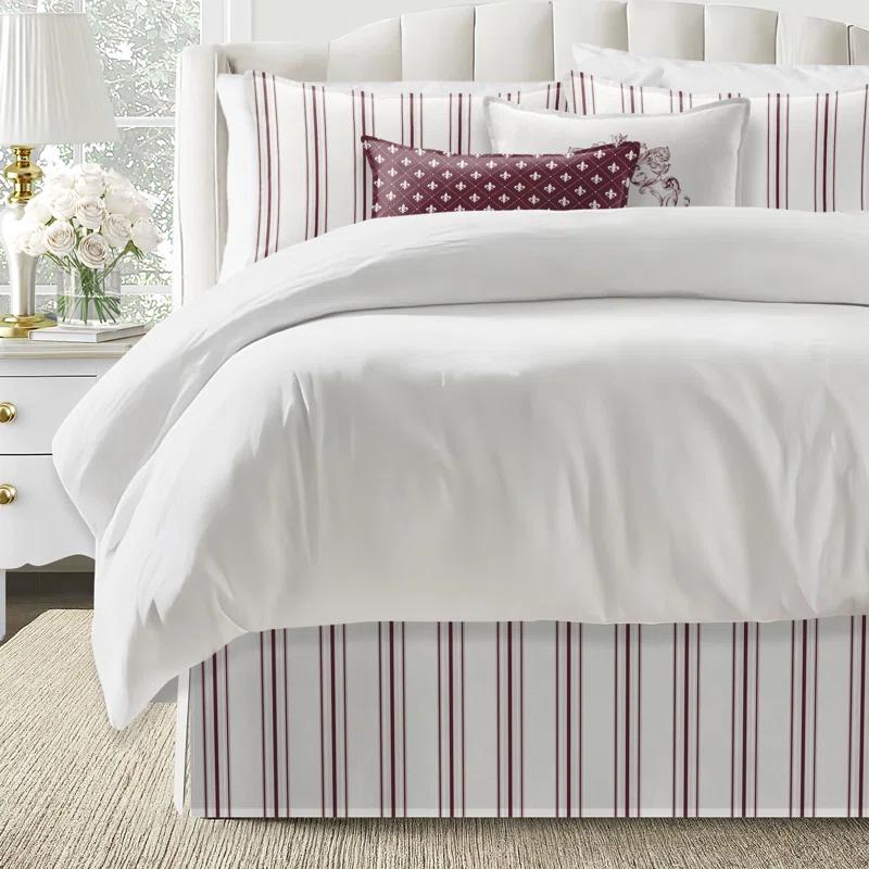 6ix Tailors Fine Linens August Stripe Cotton Tailored Bed Skirt