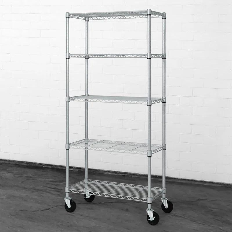 CAPHAUS CAPHAUS NSF Commercial Heavy Duty 5-Tier Adjustable Wire Shelving w/ Wheels, Leveling Feet, 36 x 18 x 76-Inch, Multiple Options