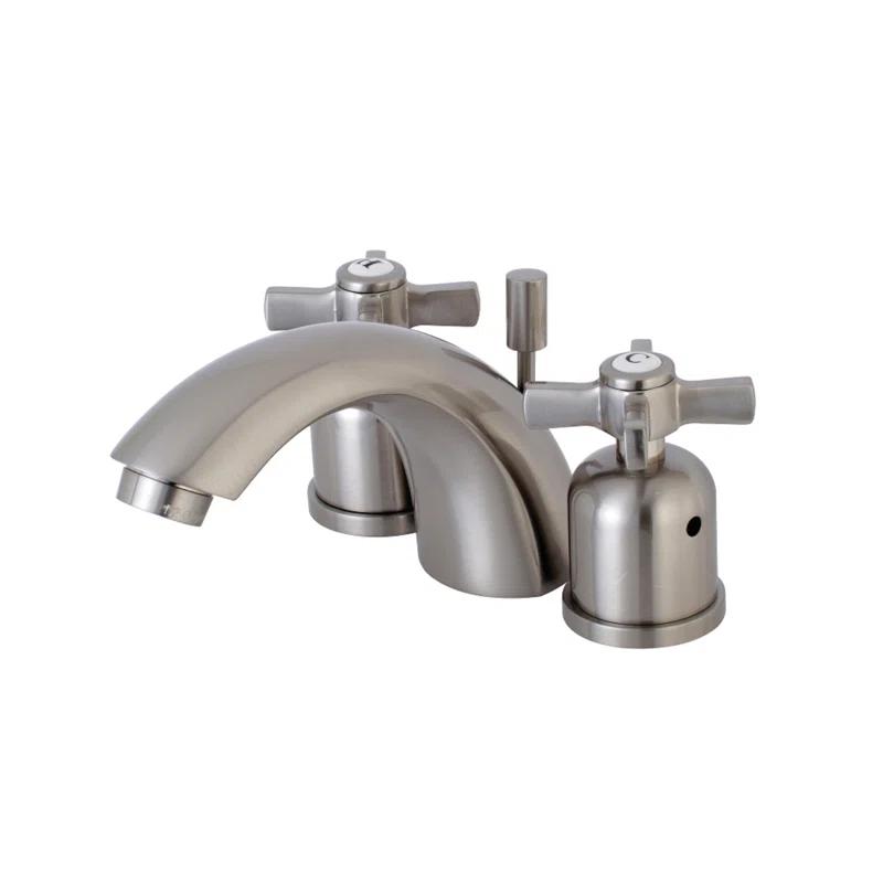 Kingston Brass Kingston Brass Millennium Two-Handle 3-Hole Deck Mount Mini-Widespread Bathroom Faucet with Plastic Pop-Up KB8958ZX