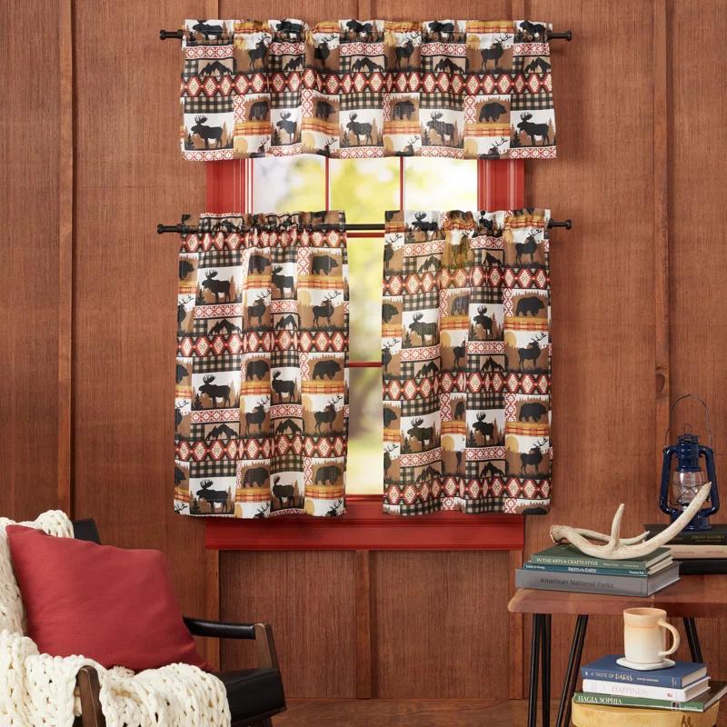 Amalgamated Textiles Polyester Semi Sheer Curtain Pair (Set of 3)