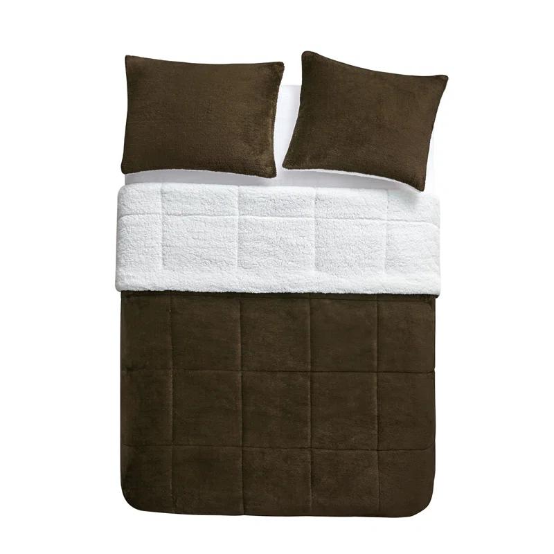 Swift Home Ultra Plush Reversible Faux Fur and Sherpa 3-Piece Comforter Set