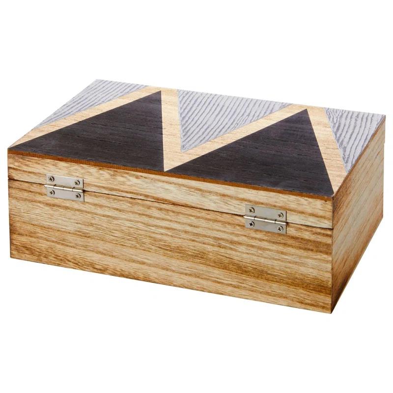 Loon Peak® Small Wooden Decorative Box with Hinged Lid and Tassel
