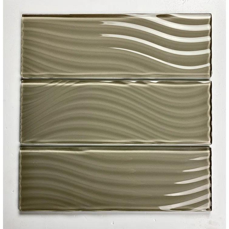 Abolos Pacific 4 in. x 12 in. Textured Glass Straight Edge Subway Decorative Kitchen & Bathroom Wall Tile