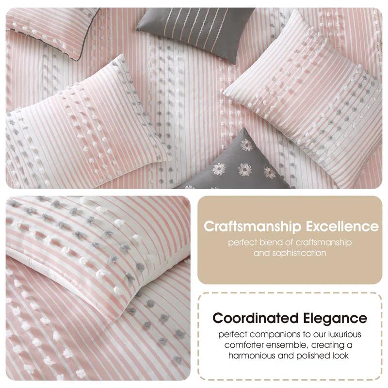 Clarion Pink 7 Piece Chic Striped Comforter Set