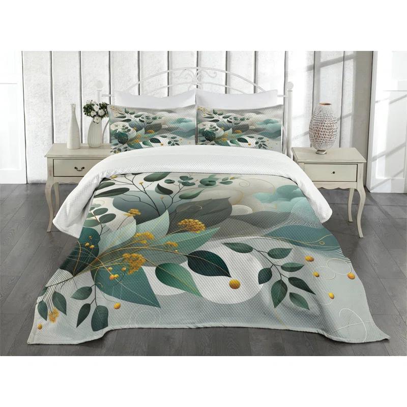 Ambesonne Floral Coverlet Set