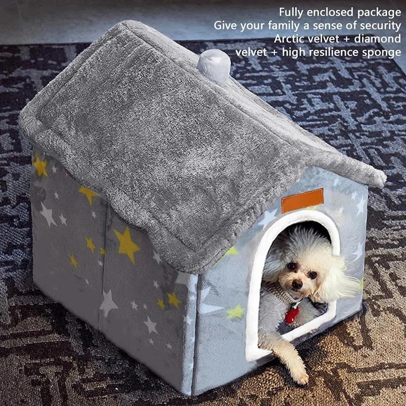 Dog House Indoor Memory Sponge, Foldable Dog House Kennel Bed Mat With Cushion For Small Medium Large Dogs Cats, Winter Warm Cat Nest Puppy Cave Sofa Pet Products (Medium)