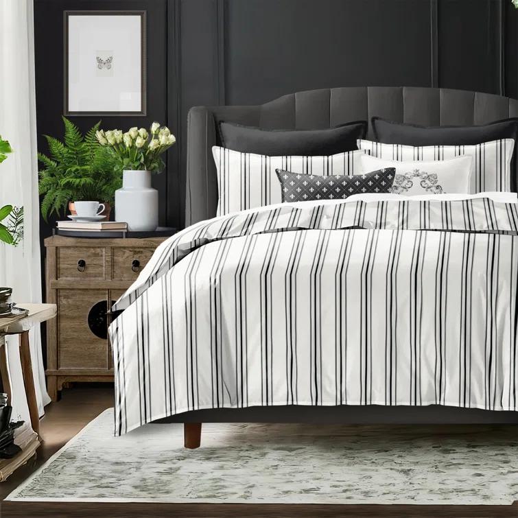 6ix Tailors Fine Linens August Stripe Reversible Cotton Comforter Set | Wayfair