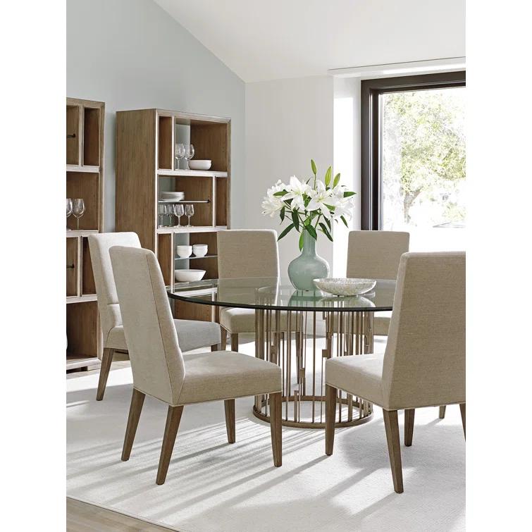 Lexington Shadow Play Rendezvous Metal Dining Table with Glass Top