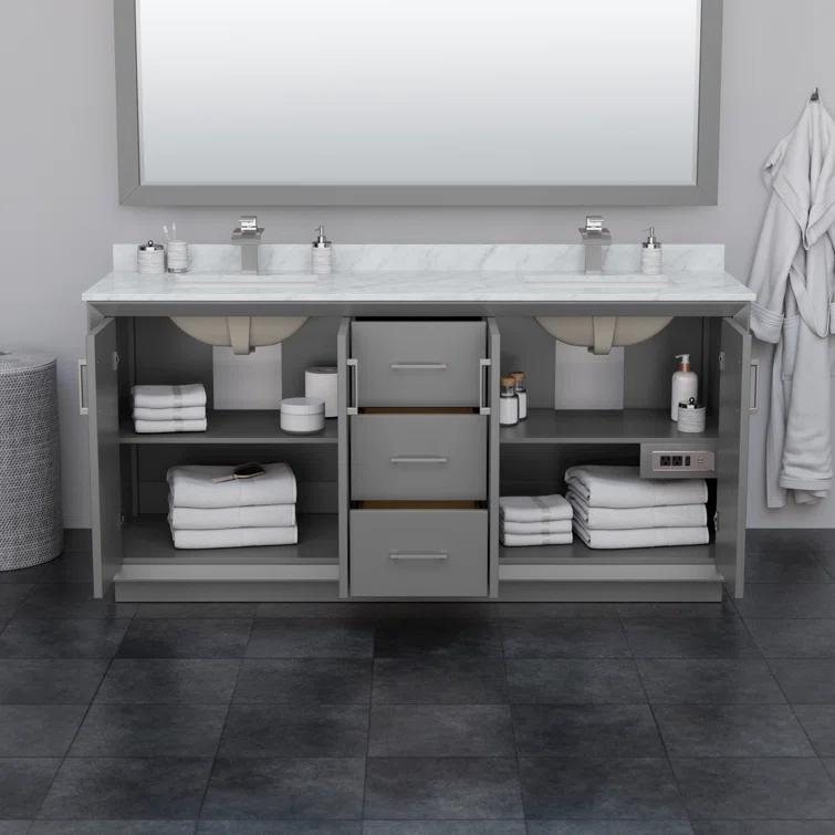 Wyndham Collection 72'' Double Bathroom Vanity with Cultured Marble Top