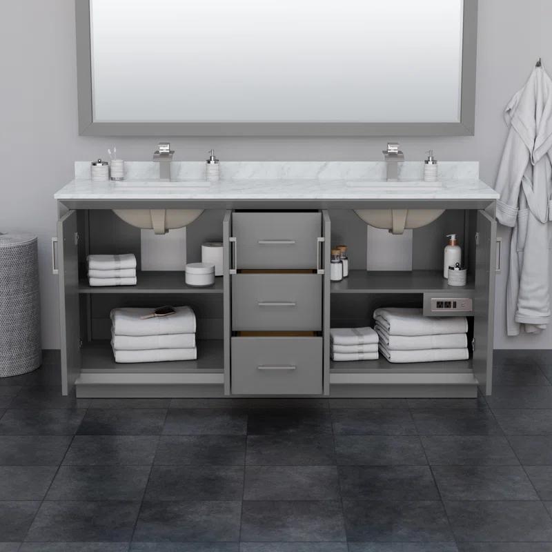 Wyndham Collection 72'' Double Bathroom Vanity with Cultured Marble Top