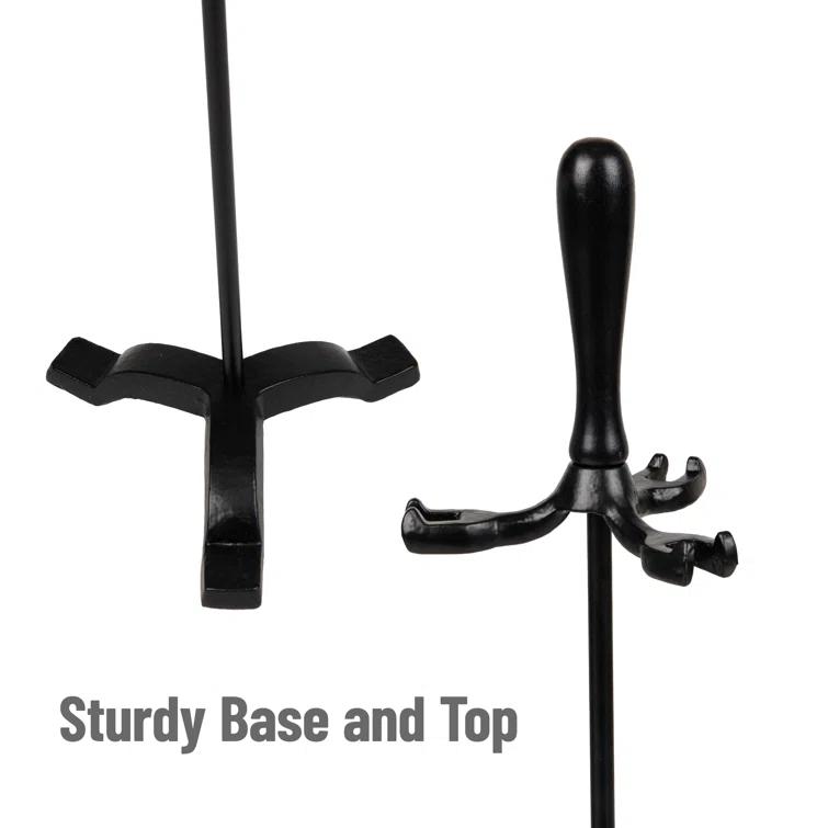 Symple Stuff Fireplace Tool Set, Poker, Ash Brush, Shovel Scoop, Stand, Wrought Iron and Steel, 6.25"L x 6.25"W x 30"H