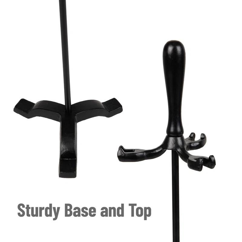 Symple Stuff Fireplace Tool Set, Poker, Ash Brush, Shovel Scoop, Stand, Wrought Iron and Steel, 6.25"L x 6.25"W x 30"H