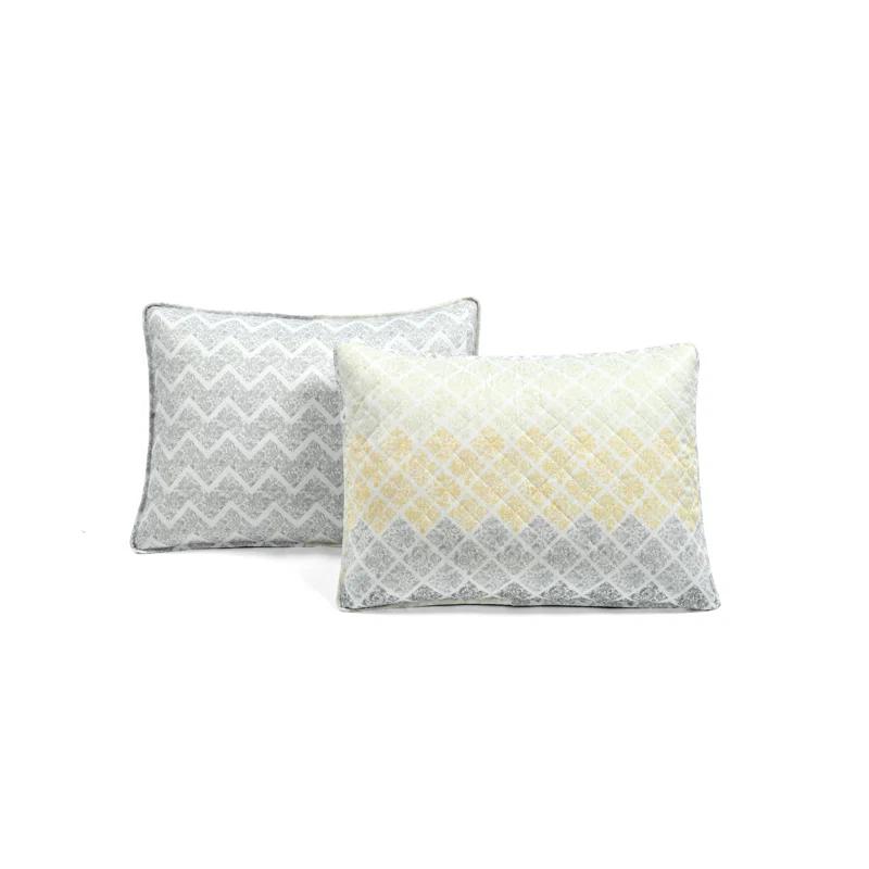 Lush Decor Medallion Ombre Yellow/Gray Microfiber Reversible 3 Piece Quilt Set