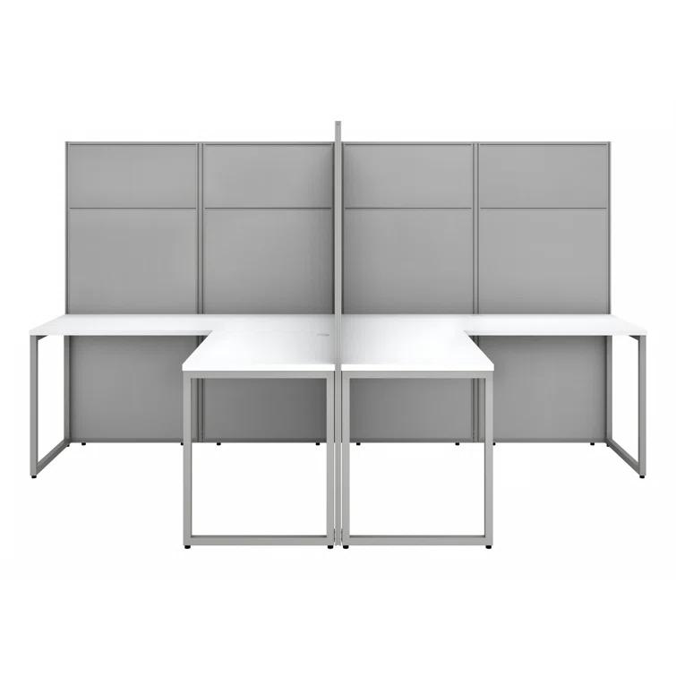 Bush Business Furniture Easy Office L-Shaped 4 Person Cubicle with Cable Management