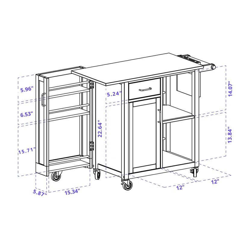 Skyline Decor Douglas 35.63'' H x 42.52'' W Utility Cart with Wheels
