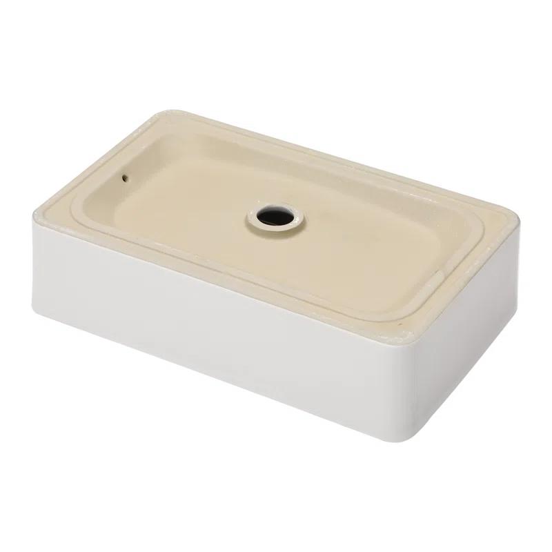Kichae KE-KGMPF2114 21"x13" White Ceramic Rectangular Vessel Bathroom Sink