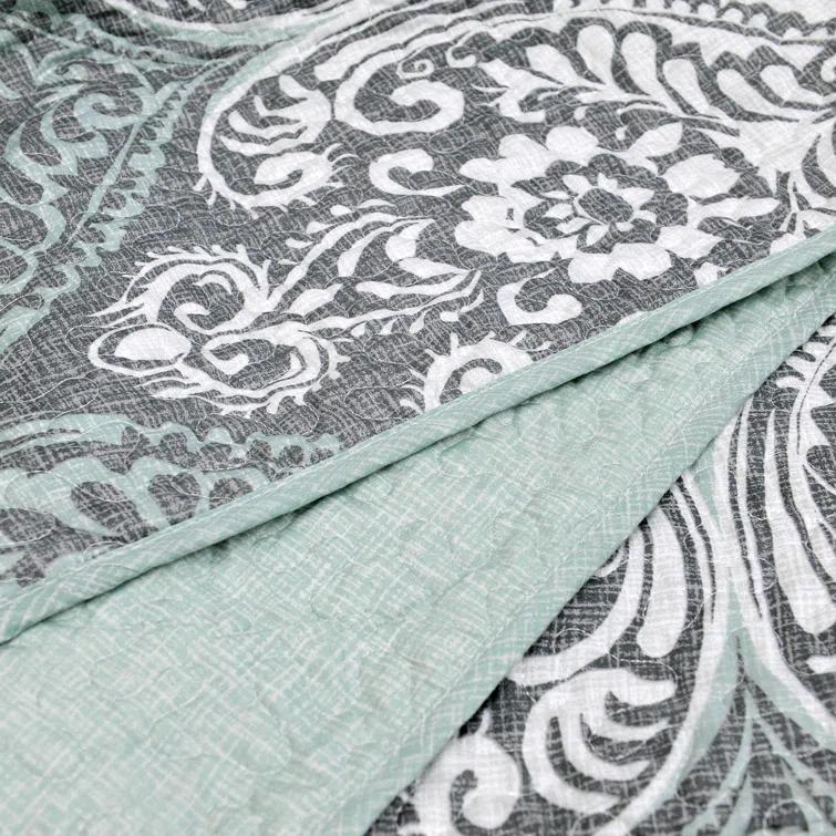 Home Soft Things 5 Piece Kingston Damask Printed Microfiber Quilts Set