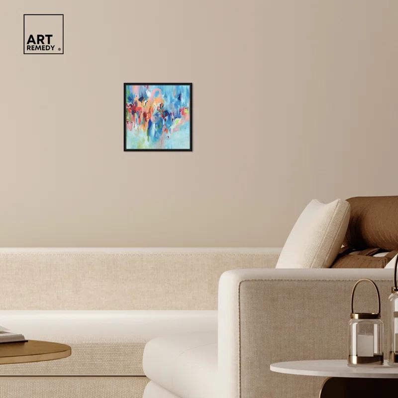 Art Remedy Art Remedy New Sky Framed Blue Abstract 1 Piece Canvas Wall Art 57079