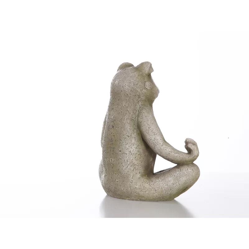 Zen Frog Polyresin Garden Statue in Lotus Position