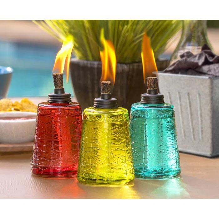TIKI Brand TIKI® Brand 6 Inch Table Torch Glass Red, Green and Blue (Set of 3)