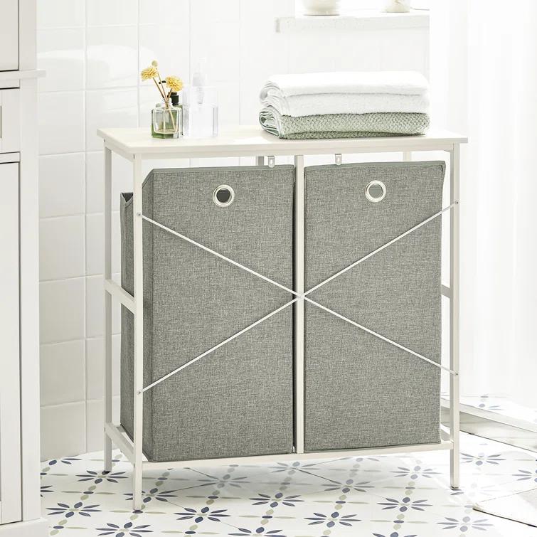 Haotian Bathroom Laundry Hamper Basket with Shelf
