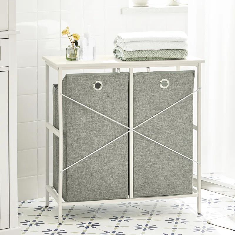 Haotian Bathroom Laundry Hamper Basket with Shelf