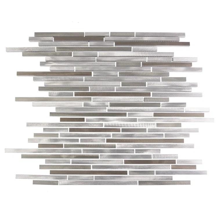 Abolos City Lights 12 in. x 12 in. Aluminum Metal Straight Edge Thin Linear Decorative Kitchen & Bathroom Wall Tile